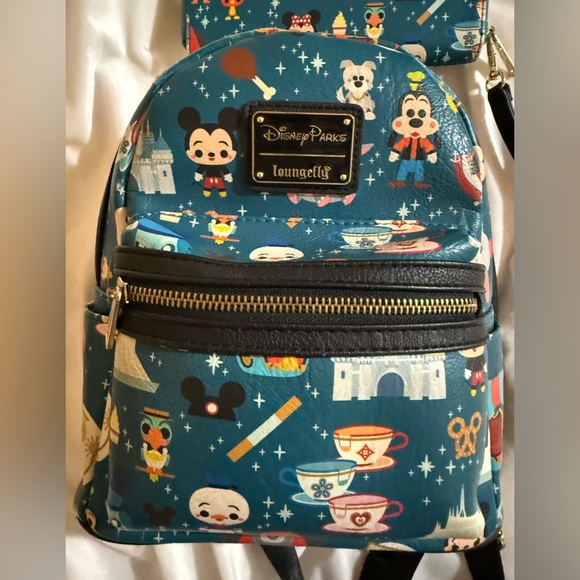 Loungefly Disney Parks Teal Backpack and Wallet Set - Picture 2 of 5